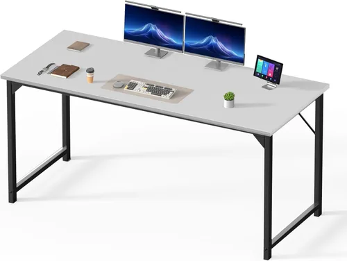 Vista 15 de DUMOS Escritorio de oficina pequeño de 32 pulgadas para computadora de estilo moderno y simple, mesa de trabajo de estudio para el dormitorio