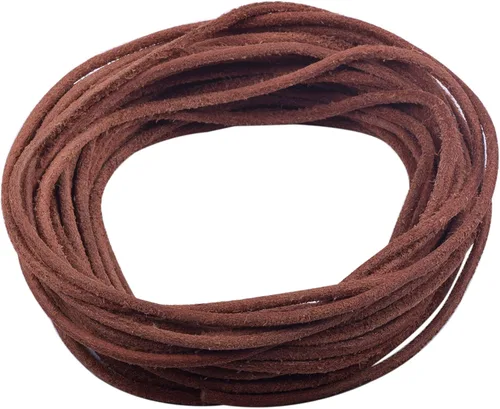 Vista 3 de KONMAY Cordón redondo de cuero real de 0.039 pulgadas, cordón de cuero negro de 25 yardas para hacer joyas, collares, pulseras y manualidades