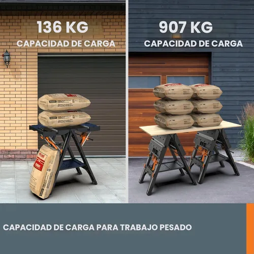 Vista 5 de WORX Pegasus mesa de trabajo multifunción y Sawhorse con abrazaderas rápidas y tenazas de sujeción - WX051