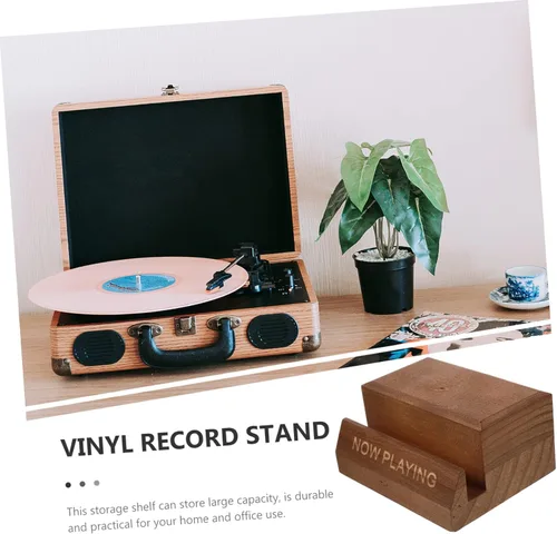 Vista 6 de IMIKEYA Natural Wood Vinyl Record Crate Display Stand for Books Magazines Wooden for Home Office