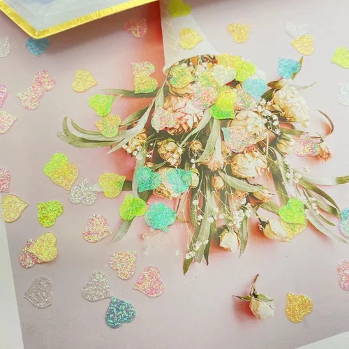 Vista 5 de 2500 piezas de confeti con purpurina en forma de corazón para el día de San Valentín, aniversario, cumpleaños, boda, despedida de soltera y fiestas