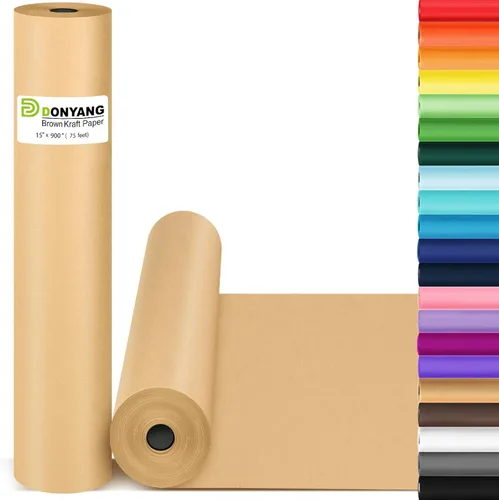 Vista 24 de Papel de regalo negro de 15 x 390 pulgadas, rollo de papel kraft para tablón de anuncios, papel de arte, caballete de póster, rollo de papel
