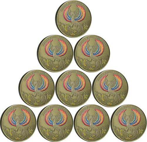 Phoenix Rising Lucky Coin Serenity Prayer Sobriety Coin Regalos sobrios para hombres o mujeres, Medallón AA de recuperación de adicciones (paquete
