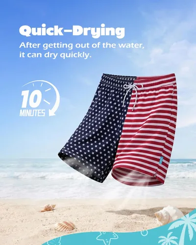 Vista 5 de Sixfish Traje de baño para hombre con forro de compresión de 5 pulgadas, pantalones cortos de secado rápido con bolsillos con cremallera para playa