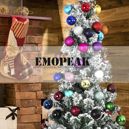 Vista 4 de Emopeak Esferas de Navidad grandes de 4 pulgadas, adornos de decoración de árbol de Navidad, bolas colgantes inastillables para vacaciones, bodas