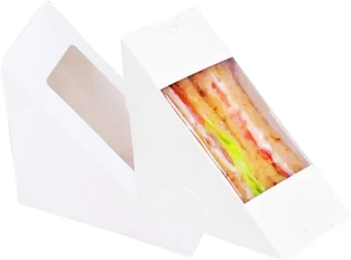 Vista 2 de Hewnda 100 cajas de papel sándwich, caja ecológica para llevar con ventana para panadería, restaurante y servicio de comida para llevar