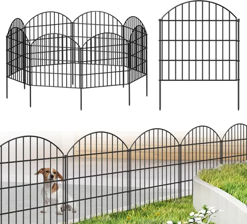 Vista 9 de FOREHOGAR Valla de Jardín de Metal de 17 pulgadas (A) x 10 pies (L), 10 Paneles + 11 Estacas Valla para Perros Valla Fronteriza Barrera