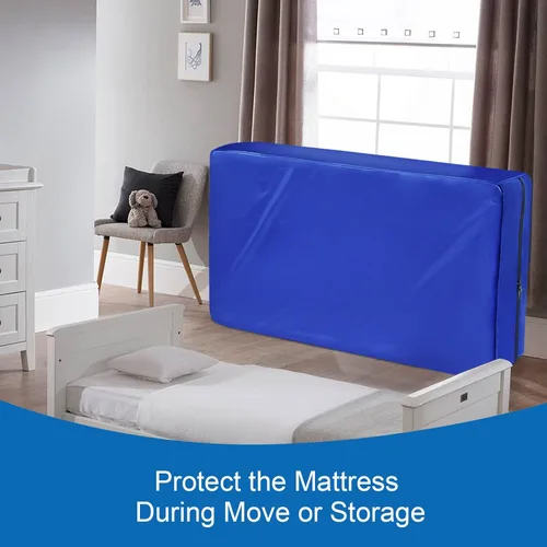 Vista 2 de Bolsa de colchón de cuna, impermeable, resistente, con cremallera fuerte, reutilizable, para moverse, color azul