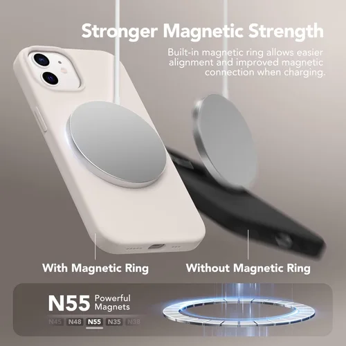 Vista 1872 de GONEZ Funda magnética para iPhone 14, compatible con Magsafe, con protector de pantalla + protector de cámara, forro de microfibra antiarañazos