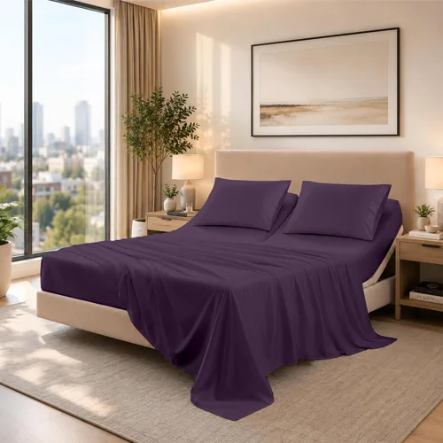 Vista 32 de SGI bedding Sábana Queen de 28 pulgadas con cabecera flexible y parte superior dividida, 100% algodón egipcio - 600 número de hilos, sábanas de 01