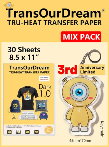 Vista 11 de TransOurDream Tru-Heat - Papel de transferencia térmica para impresora de inyección de tinta (10 hojas, 8.5x11) Vinilo de transferencia térmica