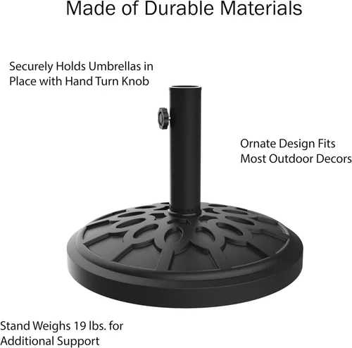 Vista 4 de Pure Garden Sombrilla de patio con inclinación automática de 10 pies con manivela fácil con base pesada de 19 libras para terraza, muebles de Rojo