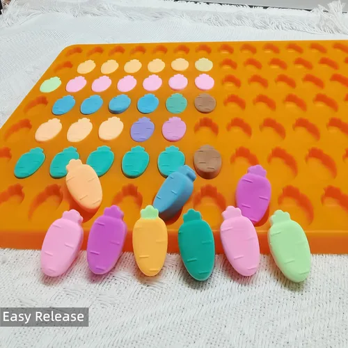 Vista 6 de Mini moldes de silicona de zanahoria de conejito para chocolate de gomita de caramelo, moldes de silicona de Pascua, moldes de silicona para perros