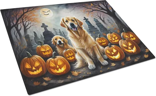 Vista 13 de Caroline's Treasures DAC2001LCB Affenpinscher - Tabla de cortar de vidrio de Halloween espeluznante, grande, decorativa, de vidrio templado, tabla