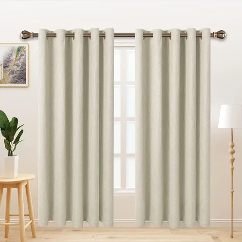 Vista 44 de LORDTEX Cortinas opacas texturizadas con aspecto de lino con forro aislante térmico, cortinas de ventana gruesas y pesadas con ojales para Azul