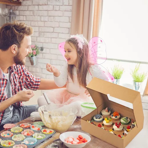 Vista 7 de Cajas para cupcakes, 12 unidades, paquete de 2 recipientes desechables para cupcakes, portador de cupcakes de grado alimenticio con ventana e