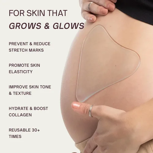 Vista 2 de Dermaclara Kit de estrías de parche de silicona, prevención de estrías en el embarazo, sección C, cubre cicatrices del vientre, cuidado de la piel