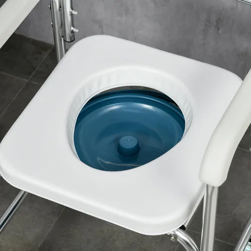 Vista 9 de HOMCOM Silla de ruedas 3 en 1 para ducha, apta para FSA/HSA, silla de inodoro impermeable enrollable con asiento acolchado, capacidad