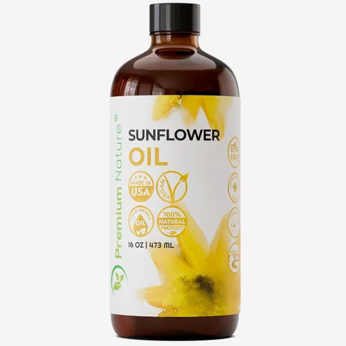 Aceite portador de girasol, aceites de semillas prensados en frío, líquido de flor de sol sin refinar para cara, cabello, piel, girasoles, aceite