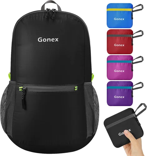 Vista 14 de Gonex Mochila Ultraligera Plegable de 20L, Práctica, Plegable para Camping, Viajes al Aire Libre, Ciclismo, Mochila Escolar