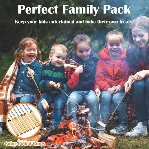 Vista 4 de Paquete de 150 palitos de asado de malvavisco de 32 pulgadas a granel, pinchos Smores para hoguera, accesorios de pinchos de campamento para perros