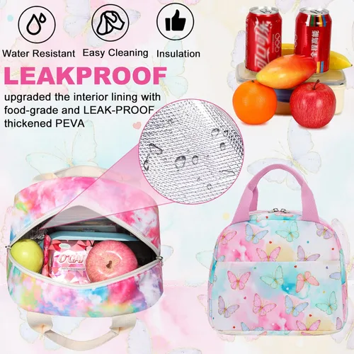 Vista 6 de LEDAOU Mochila para niños, bolsas escolares para adolescentes, juego de mochila escolar con lonchera y estuche para lápices