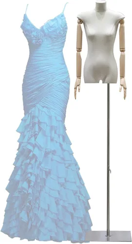 Adjustable Female Mannequin Torso with Removable Wooden Arms, Versatile Dress Form Display Stand for Clothing & Jewelry, Height 52-76 Inches, Ideal