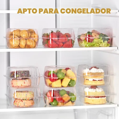 Vista 5 de Zezzxu - Recipientes desechables cuadrados para tartas con tapas con bisagras, paquete de 50