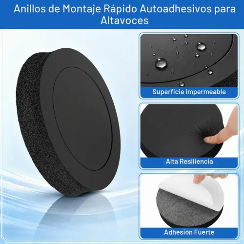 Vista 3 de 6.5" reforzador del altavoz de la espuma, altavoz rápido anillo esponja bajo bloqueador 4P, autoadhesivo, universal de alto rebote para altavoz