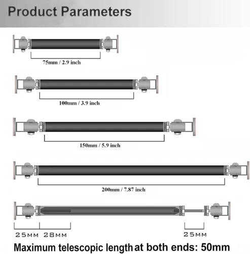 Vista 5 de 2PCS Divisor de Labio de Parachoques Delantero Barras de Amarre de Puntal Barra de Soporte Ajustable Compatible con la Mayoría de Vehículos 3''-8