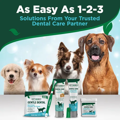 Vista 7 de Vet's Best Gel de pasta dental enzimática para perros, hecha en Estados Unidos.