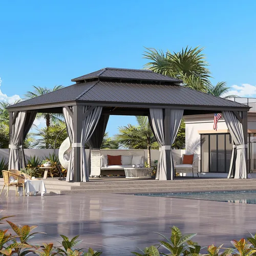 Vista 66 de Cobertizo de almacenamiento de metal negro de 10 x 10 pies, cobertizo de herramientas duradero para exteriores con construcción de acero resistente