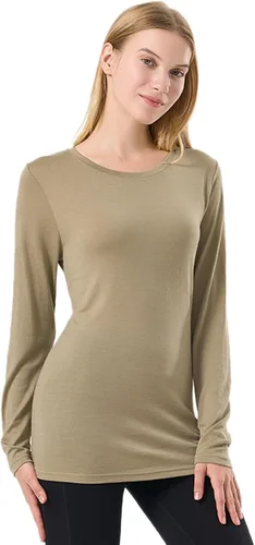 Vista 27 de Merino Protect 100% lana merino capa base mujer ropa interior térmica ligera suave manga larga camisa para senderismo esquí