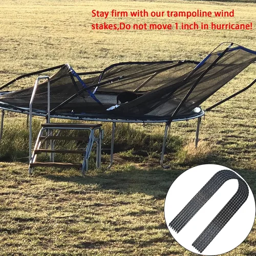 Vista 6 de Paquete de 12 estacas de viento para trampolines, 12 pulgadas, extra resistentes, recubiertas en forma de U, anclajes de acero para decoración