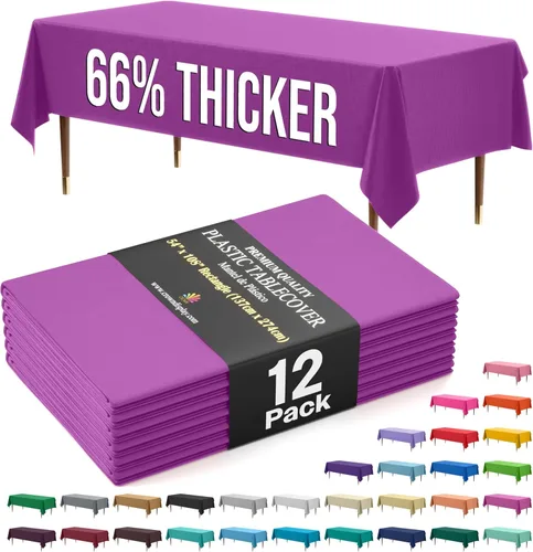 Vista 38 de Exquisite 66% Thicker Premium Plastic Table Cloth Rectangle Table Cover 0.5 Mil 6 Pack Aqua Table Cloth 54 Inch x 108 Inch Disposable Tablecloth