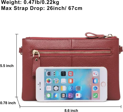 Vista 4 de SENDEFN Bolso cruzado de cuero para mujer, monederos pequeños de embrague, bolso de hombro, cartera, monederos RIFD ranuras para tarjetas