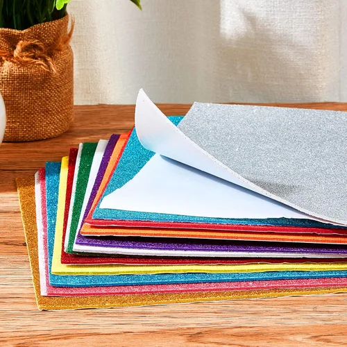 Vista 4 de Sherr 72 hojas de espuma con purpurina para manualidades de 8 x 12 pulgadas, cartulina de espuma adhesiva autoadhesiva para proyectos de arte