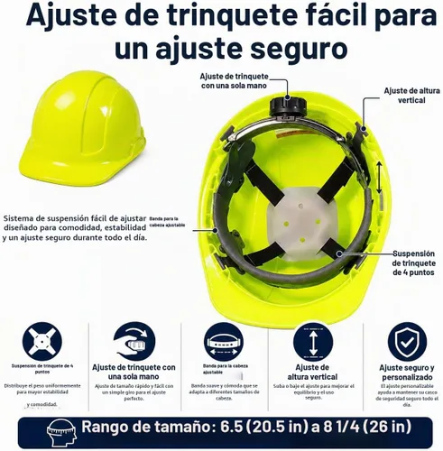Vista 3 de JORESTECH Casco de Seguridad Duro Naranja de HDPE Estilo Gorra Casco con Suspensión de Trinquete Ajustable de 4 Puntos para Trabajo, Hogar y Azul