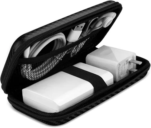 Vista 10 de iMangoo - Estuche de viaje a prueba de golpes, funda rígida, resistente al impacto, con organizador de cable USB, accesorios, bolsillo organizador