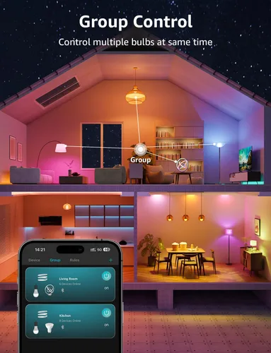 Vista 8 de Lepro B3 AI Smart Light Bulbs - 1500LM 100W Equivalent A21 Bulb, WiFi & Bluetooth RGBWW Color Changing, Compatible with Alexa & Google Assistant, AI