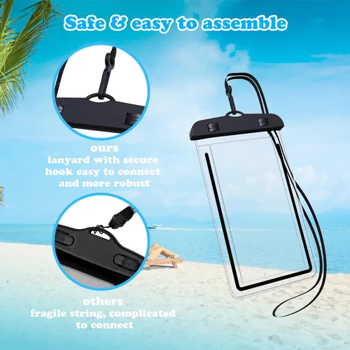 Vista 3 de LEMESO Funda impermeable, bolsa seca impermeable para teléfono celular, perfecta para navegación, natación, esnórquel, kayak, playa, popa, paquete