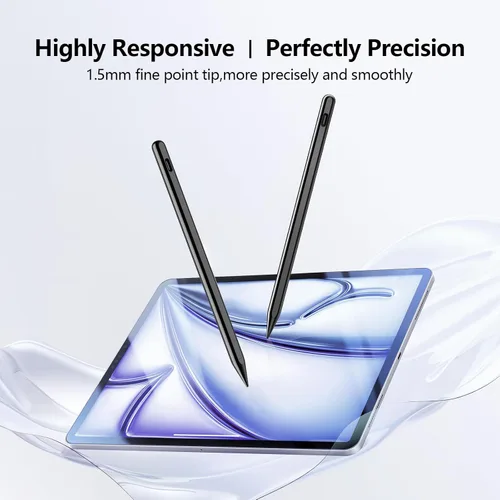 Vista 2 de Stylus Pen Carga Rápida 2X Lápiz Activo Compatible con Apple iPad Pro 11"/12.9"/M4 2018-2025, iPad Air 3/4/5/M2/M3, iPad 6-11, iPad mini 5/6 Negro
