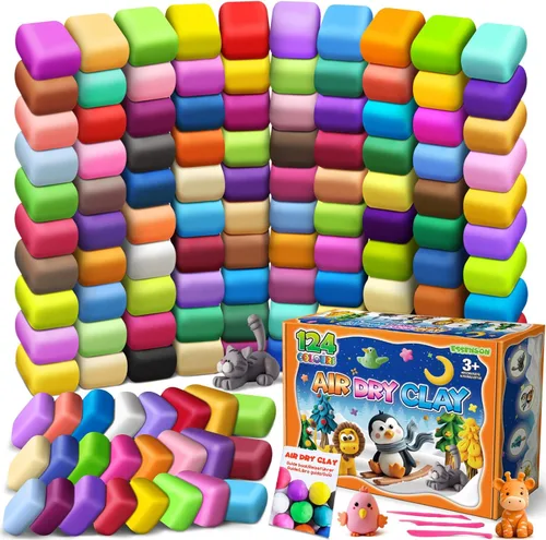 Vista 7 de ESSENSON Arcilla de secado al aire 104 colores, arcilla para modelar para niños, arcilla mágica de moldeo de bricolaje con herramientas, regalos
