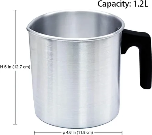 Vista 2 de AGLARY Olla para fundir cera de velas, olla de vertido de aluminio de doble caldera, con mango resistente al calor y boquilla antigoteo