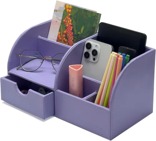 Vista 117 de UnionBasic Organizador de escritorio - Caja de almacenamiento multifuncional de cuero para escritorio con soporte para bolígrafos - Para tarjetas