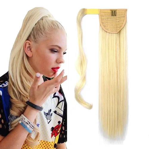 Vista 8 de iLUU Extensión de cola de caballo recta envolvente de 24 pulgadas para mujer, 3.53 oz (3.53 oz), fibra sintética natural resistente al calor