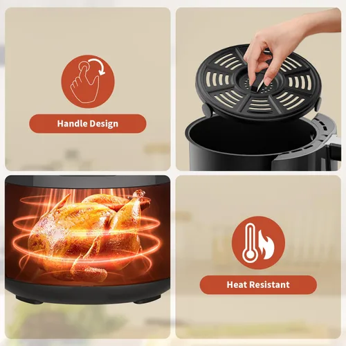 Vista 5 de Bandeja de freidora de aire de repuesto para Ninja AF101, accesorios para freidora de aire para Ninja AF101, AF150 y AF161, sartén para parrilla