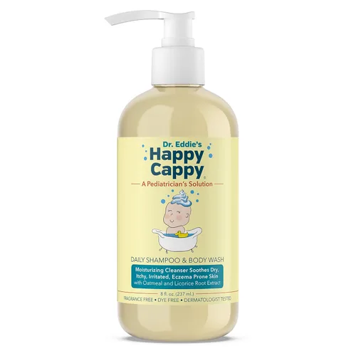 Happy Cappy Champú para bebés y gel de baño - Champú y gel de baño para piel propensa al eczema, para bebés, niños pequeños y niños, reduce la