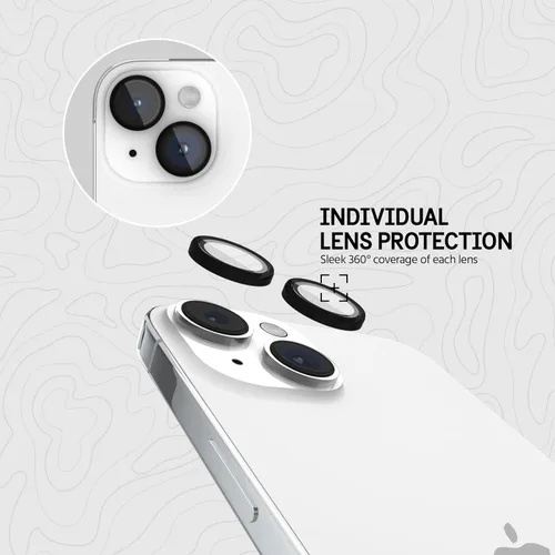 Vista 5 de Pelican - Protector de lente de cámara con anillos de aluminio para iPhone 15 / iPhone 15 Plus - Vidrio templado 9H - Resistente a los arañazos