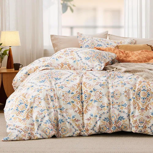 Vista 36 de Bedsure - Funda de edredón tamaño King – Juego de funda de edredón reversible terracota de 3 piezas con cierre de cremallera, juego de ropa de cama